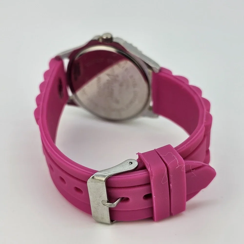 2X Women's‎ Watch 38MM Animal Print Dial Brown Pink Plastic Bands New Battery